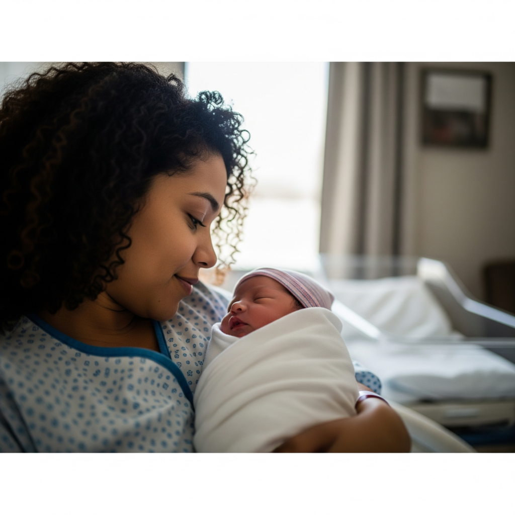 Mulher com bebê no colo
